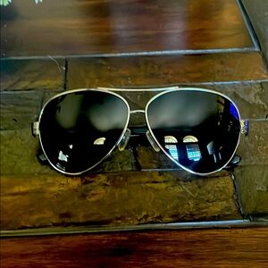 Tory Burch polarized Silver and Black Aviator Sunglasses